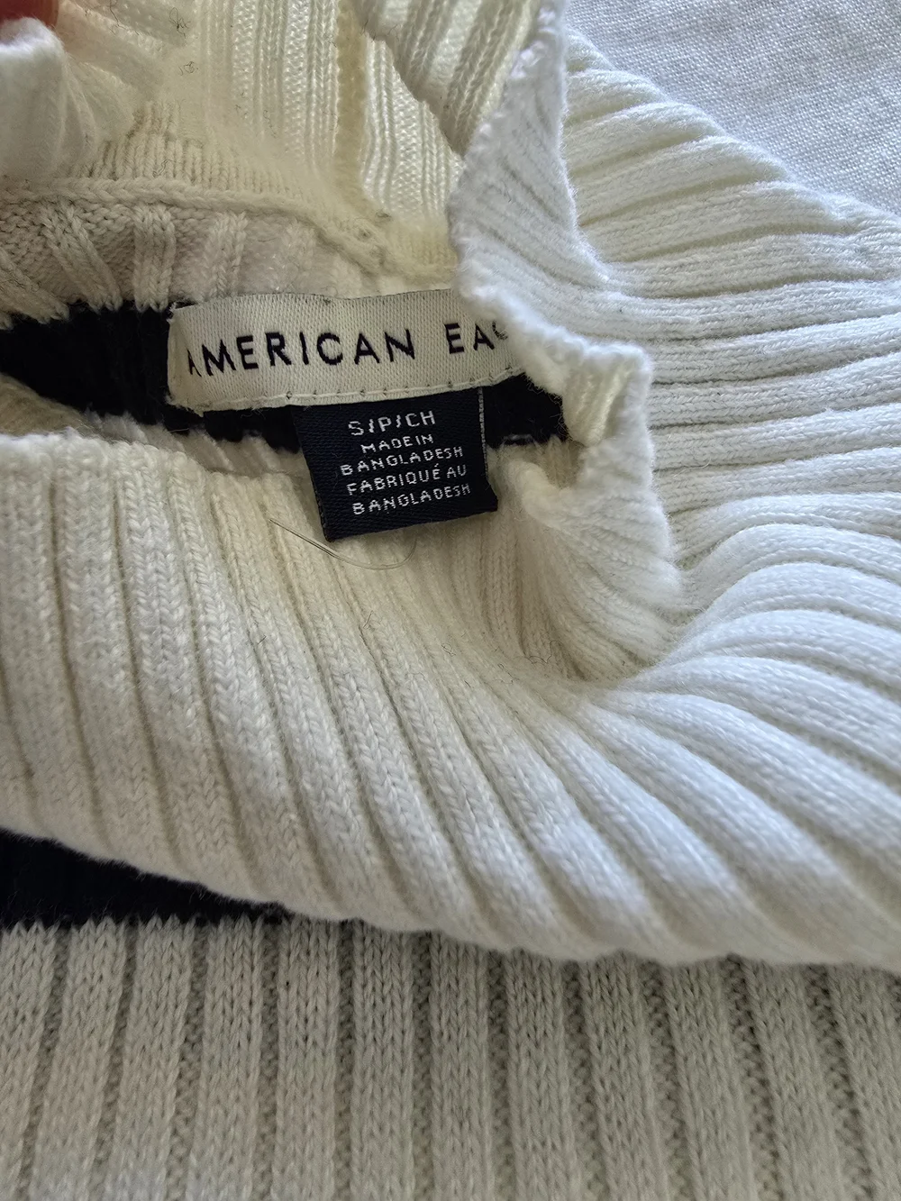 American Eagle Outfitters Cream & Navy Striped Turtleneck Sweater